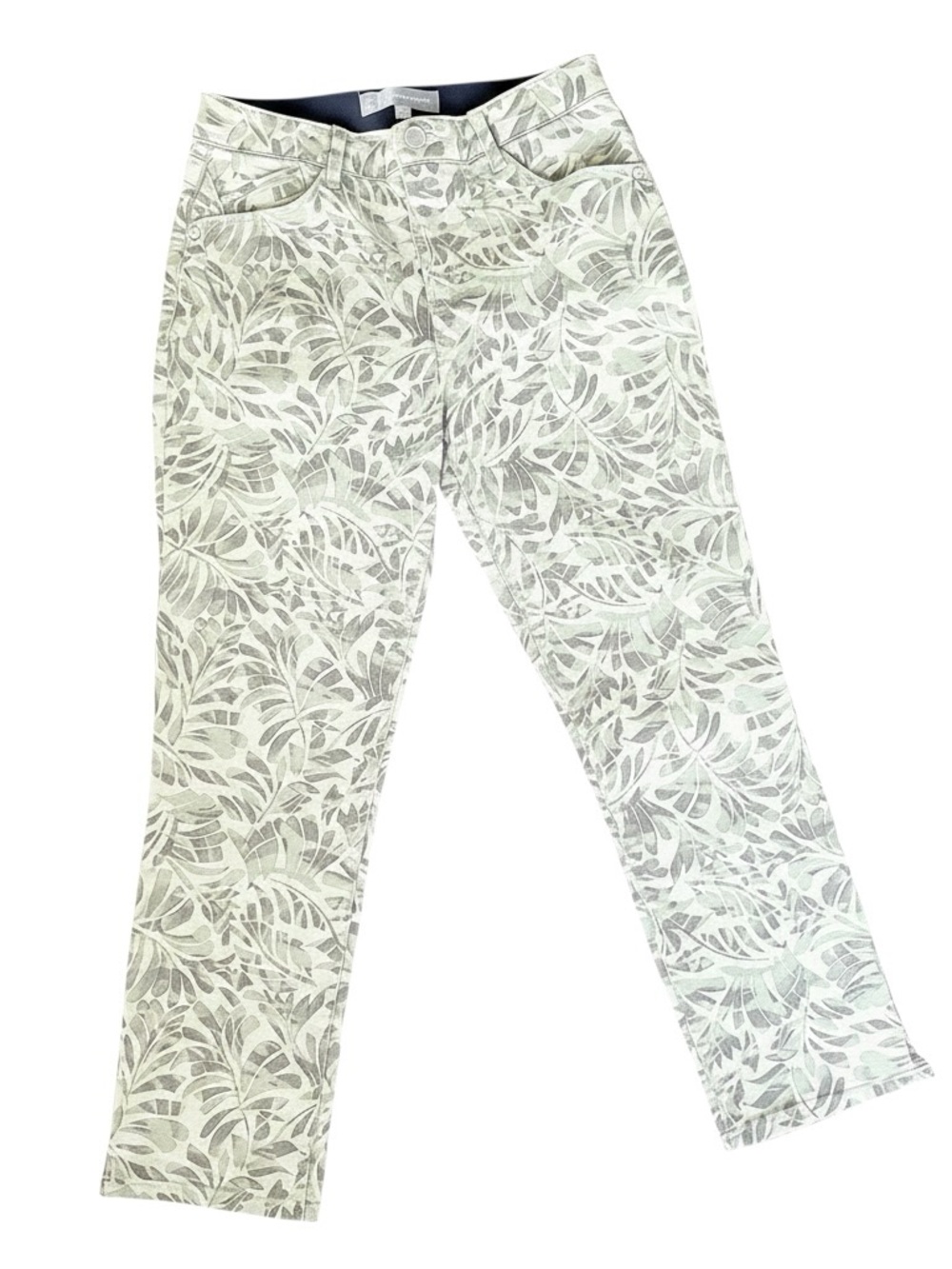 Wit & Wisdom Ab-solution Olive Palm Leaf Print Ankle Straight Jeans Tropical 4
